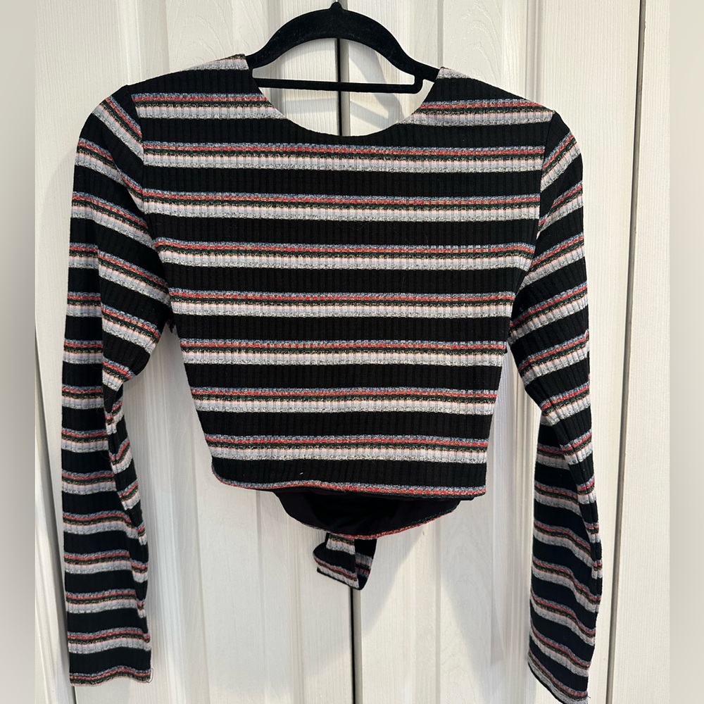 Like new Black Striped Crop Top from Revolve Size Medium